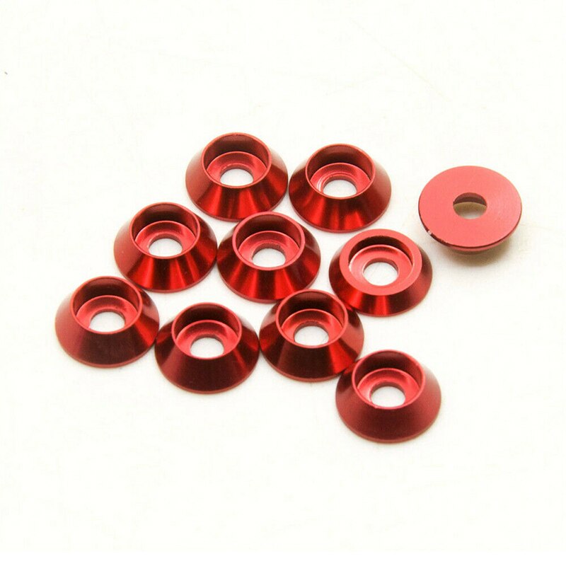 10Pcs/set M3 3mm Alloy Aluminium Countersunk Washer Head Bolt Gasket For RC Car Model Red Blue Green: Red