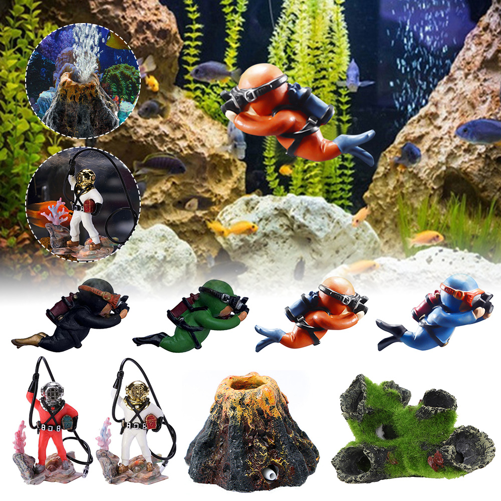 Aquarium Vulkan Taucher pneumatische Dekoration Tank Ornamente Landschafts bau Dekoration Pflanzen für Aquarium Zubehör Wohnkultur