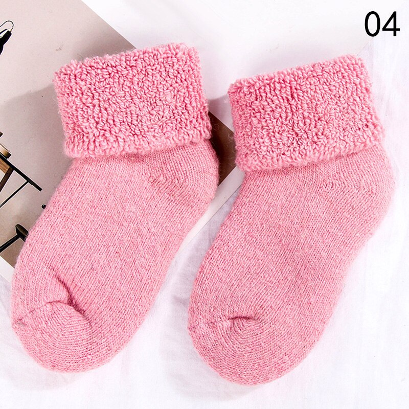 Moda wełniane grube skarpetki dziecięce dla dzieci zimowe miękkie ciepłe skarpetki dla dzieci 0-7 lat chłopcy dziewczęta termiczne podłogi elastyczne skarpety: 6 / 0-3 Years