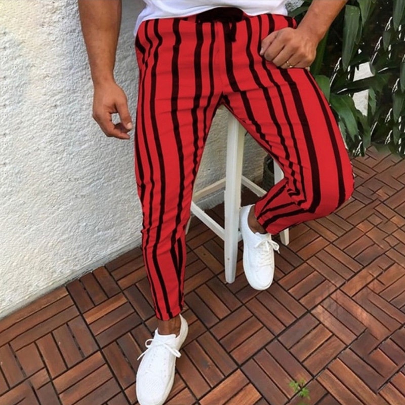 Man byxor märke herr skinny slim fit botten rand casual höga byxor med fickor träning hip hop track byxor plus size