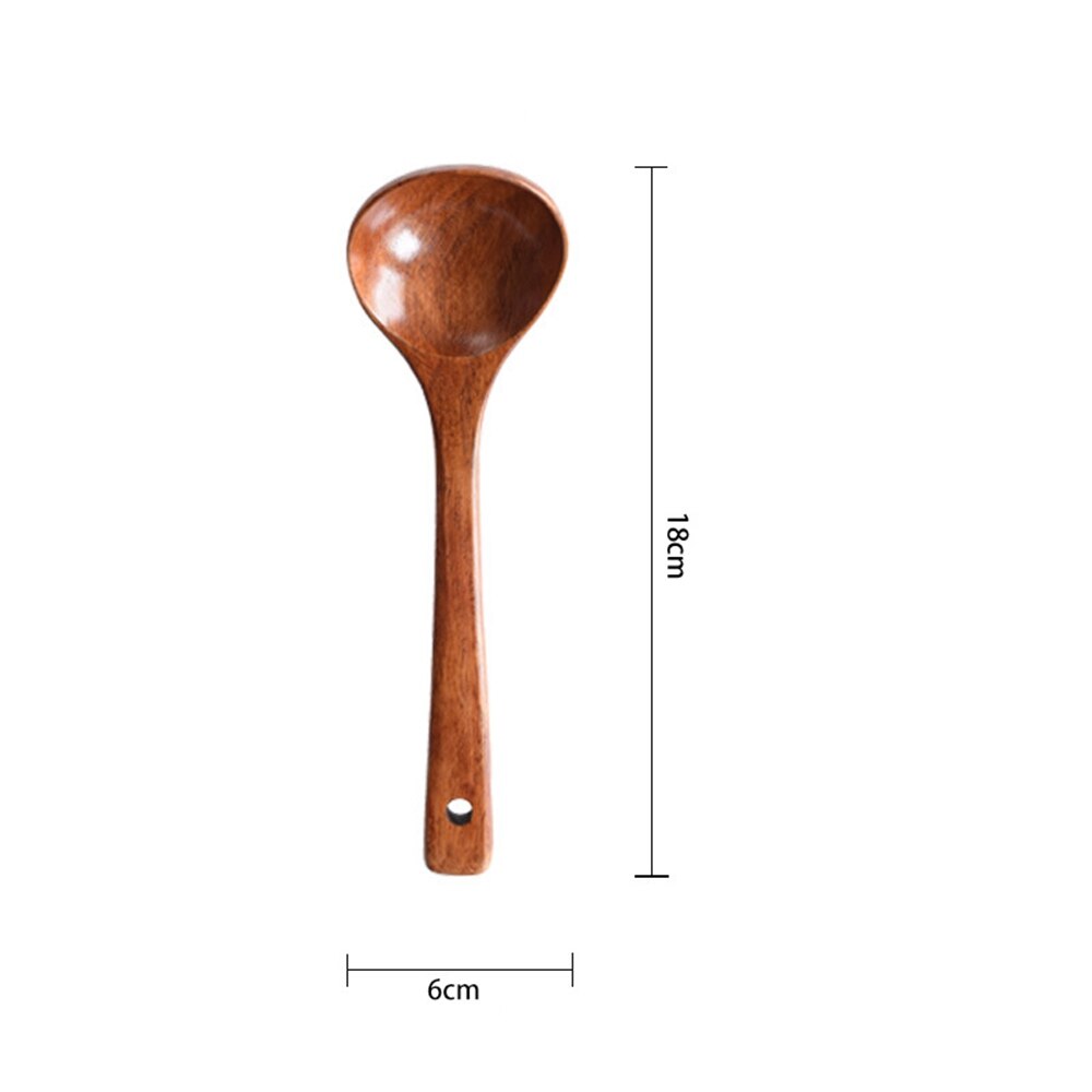 Vajilla de Cocina de madera Natural con mango grande y largo, vajilla para Catering, utensilios de cocina, cuchara, suministros de cocina 1 unidad