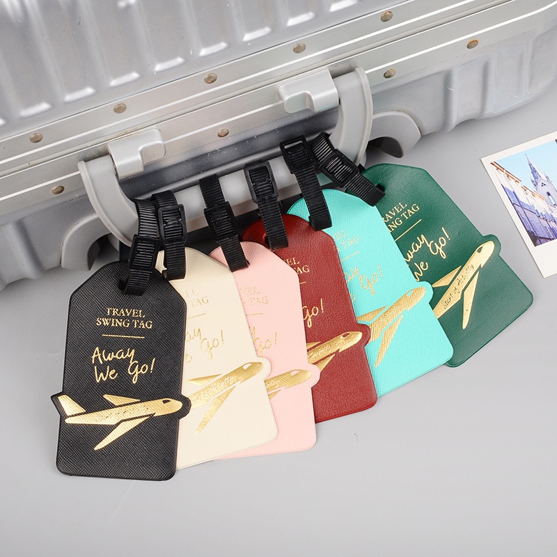 Travel Accessories Aircraft PU Leather Luggage Tag Women Men Portable Label Suitcase ID Address Holder Baggage Boarding