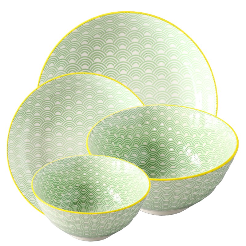 Assiette en céramique bol ensemble 4 pièces/Combo sous-glaçure forme ronde porcelaine vaisselle Support four lave-vaisselle CZY1017-4S: 14