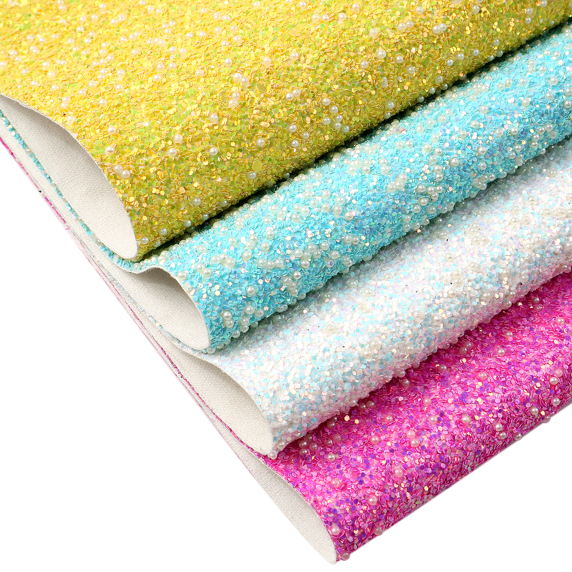 Shimmer Chunky Glitter Faux Lederen Lakens Parel Kralen Bedekt Effen Kleur Synthetisch Leer Stof 20X33Cm Voor Diy oorbellen Boog