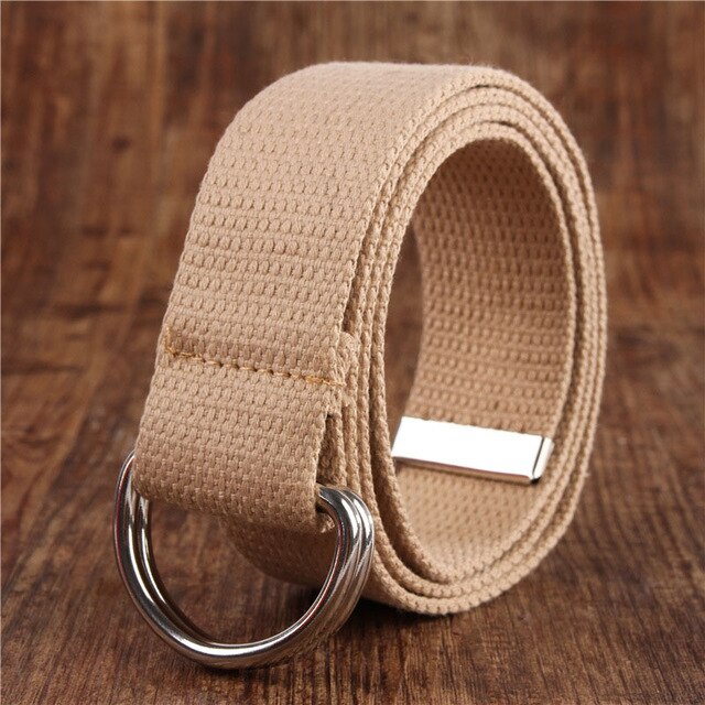 Beste Ybt Unisex Riem Canvas Legering Dubbele Ring Gesp Riem Verstelbare Outdoor Casual Multicolor Vrouwen En Mannen Riem: E Khaki