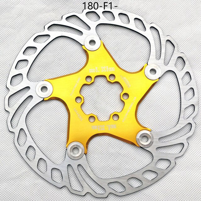 Bicycle Brake Disc Floating Rotor MTB Gravel Road Bike 140/160/180/203mm Mountain Bike Hydraulic Disc Brake Bike Parts: Gold 180mm