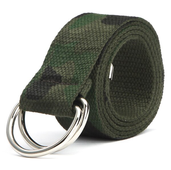 Ceintures de ceinture en toile à Double anneaux | 10 couleurs pour femmes et hommes, ceintures de ceinture à boucle W3: dark green