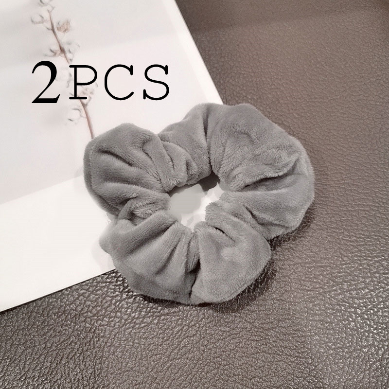 Warm Soft Hair Scrunchies Furry Elastic Hair Band Women Girls Ponytail Holder Hair Rubber Band Hair Ties Hair Accessories: B1-2PCS