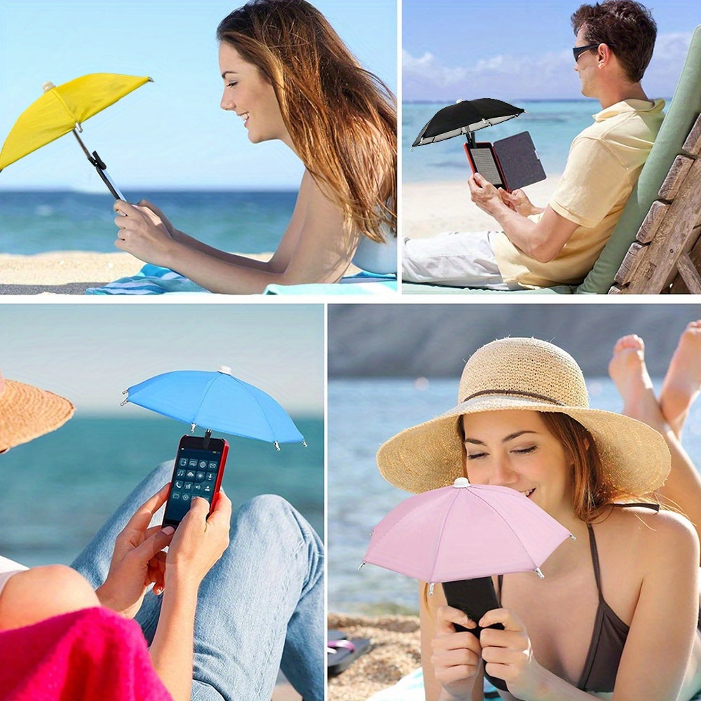 Soporte de paraguas para teléfono móvil de acero inoxidable con Clip para parasol, Mini soporte para teléfono con paraguas, soporte