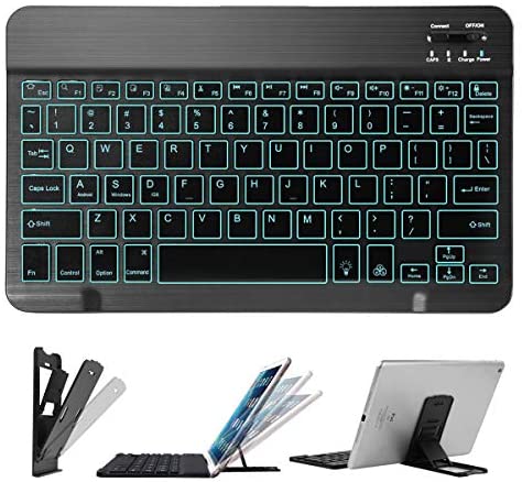 Portable Ultra-Slim 7 Colors Backlit Wireless Bluetooth Keyboard Compatible with tablet iphone and iOS Android Windows Devices