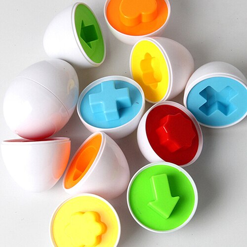 6 Pcs Eggschildren Perceptivity Kleur Vorm Vision Traning Niet Giftig Speelgoed Plastic Bijpassende Eieren
