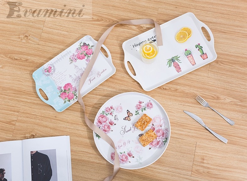 34cm,30cm rund tallerken tebakker til kage snacks/fest/hotel/hjem middag rose blomster fad til dumplings organisation mælk tallerken