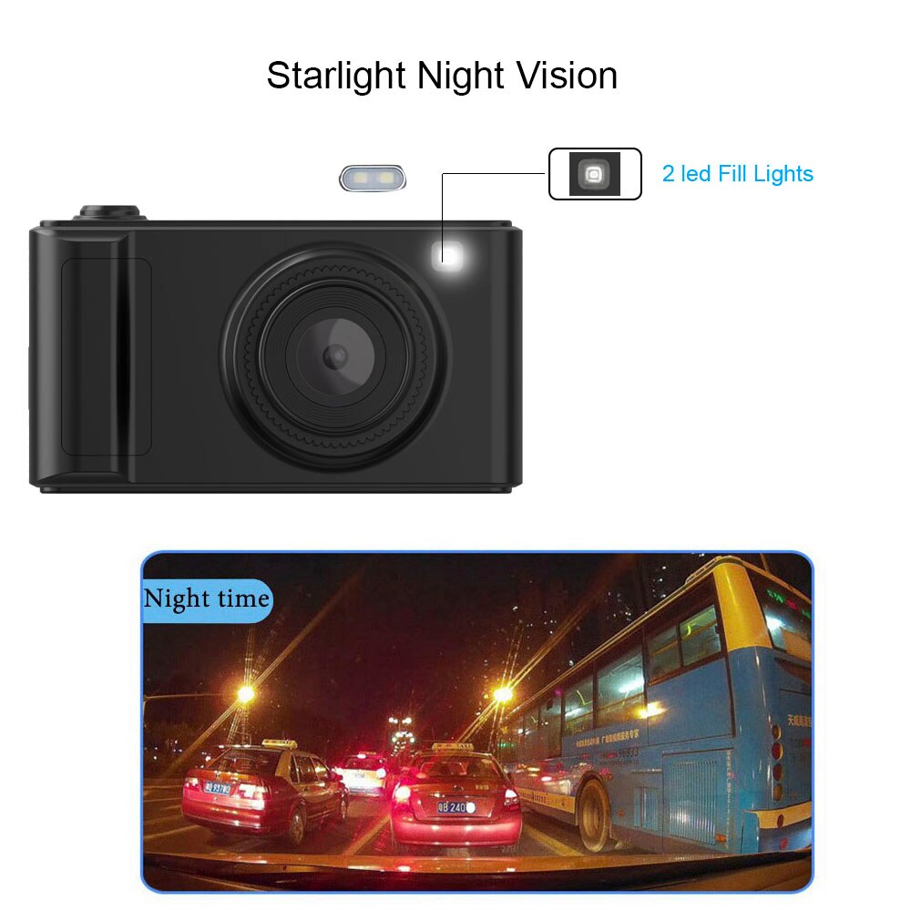 HGDO-Mini caméra de tableau de bord pour voiture, 2 pouces, Dashcam, Dashcam, caméra de tableau de bord, 1080P, DVR, Vision nocturne, enregistreur vidéo