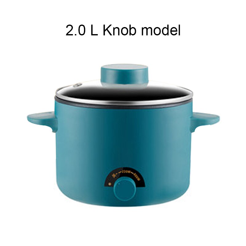 Edtid 220v fogão elétrico multifuncional panela de aquecimento elétrico máquina panela de cozinhar hotpot macarrão ovos sopa mini panela arroz 2l: 2L knob model