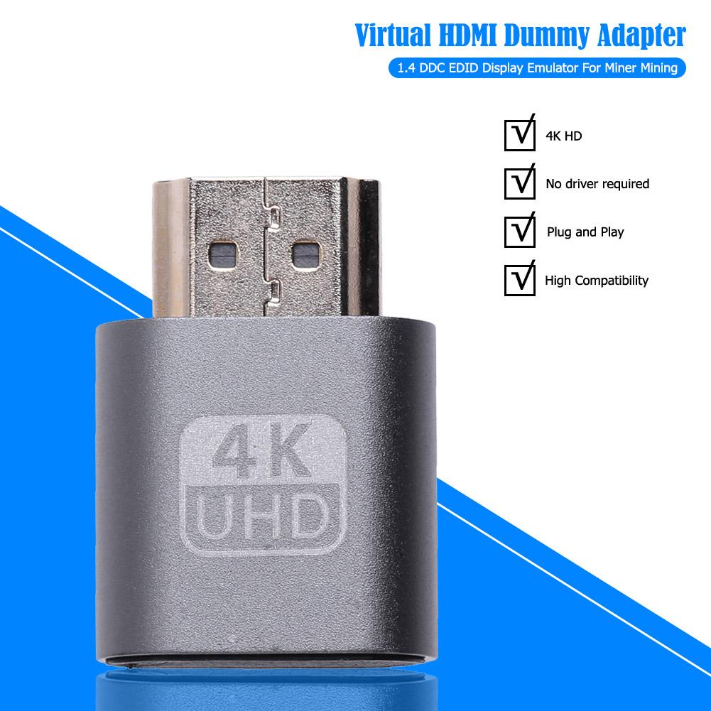 Virtual HDMI-compatible Dummy Adapter 1.4 DDC EDID Display Emulator for Min HDMI Lock Screen for Mining Dummy Plug VR Display