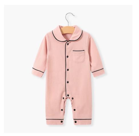 Emmababy bebê unisex outono pijama lapela mangas compridas botão aberto uma peça camisola para a criança meninas meninos
