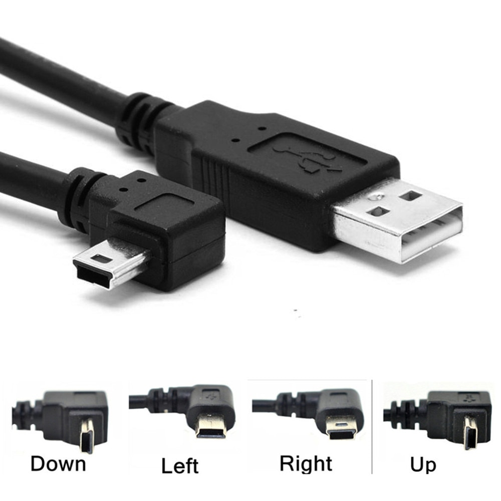 USB 2.0 Male to Mini USB UP Down Left Right Angled 90 Degree Cable 0.25m 0.5m 1.8m 3m 5m for Camera MP4 Tablet