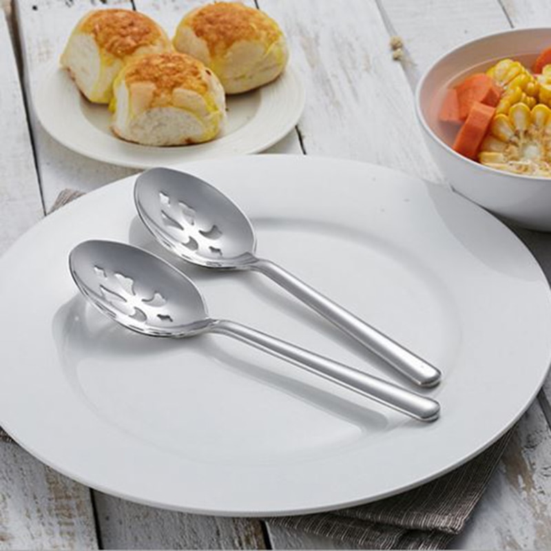 1PC Serving Spoon Set Slotted Skimmer Conlander Stainless Steel Durable Extra Fine Buffet Party Dinner Tableware