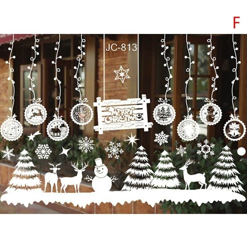 Autocollants de noël pour fenêtres, 53*37.2cm décorations murales en pvc, décoration d'intérieur pour l'année, autocollants pour vitres