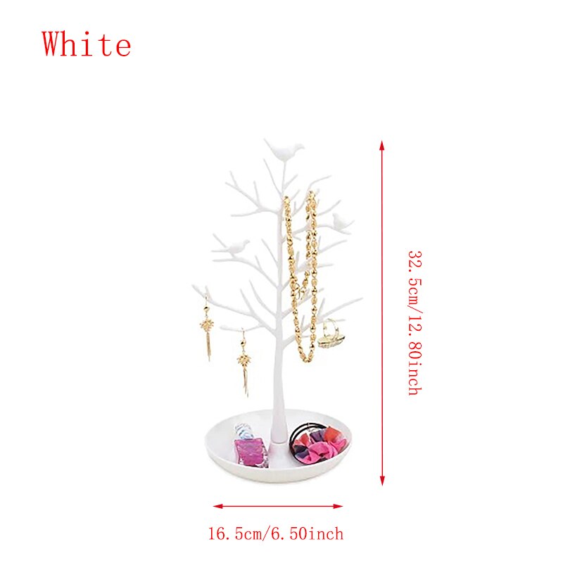 Earrings Necklace Ring Bracelet Jewelry Display Stand Tray Tree Watch Storage Racks Jewelry Organizer Holder: White