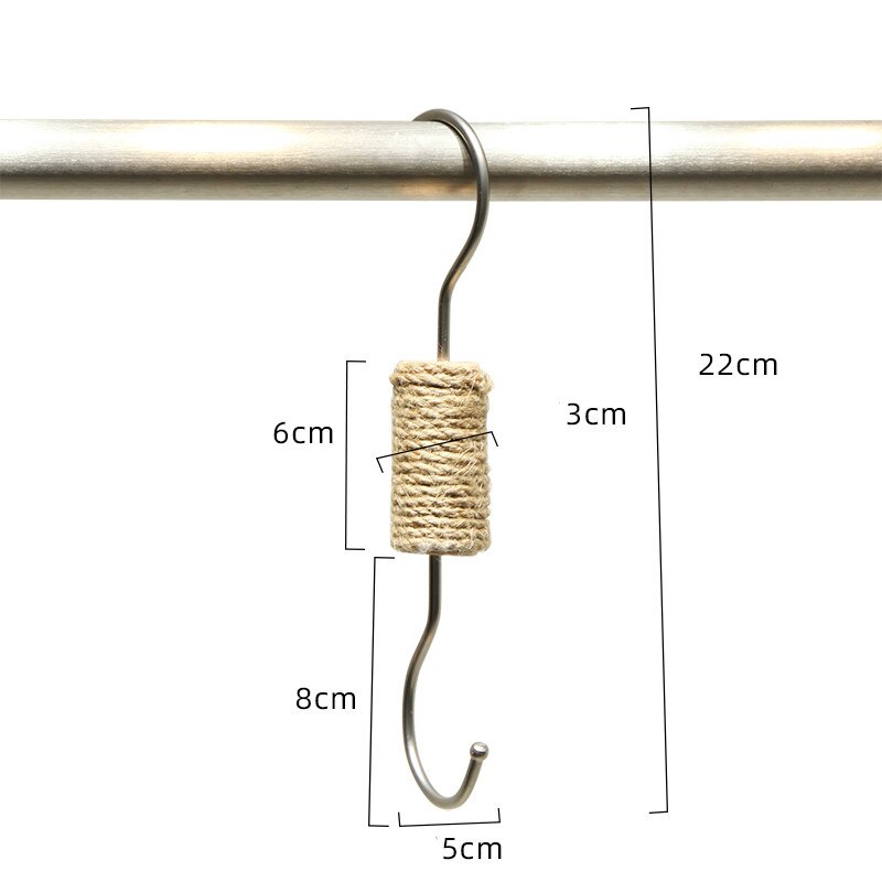 1pcs s Shaped Hooks Clothing Shop Hanging Hanger Storage Holders Silver s Hook with Hemp Rope: 4
