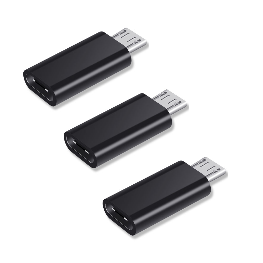 NYFundas 3 stücke usb c zu Mikro usb Adapter für Samsung Galaxis S7 S6 Rand Huawei honor 8x Xiaomi Redmi Hinweis 5 6 Profi 4 LG usbc kabel: Schwarz