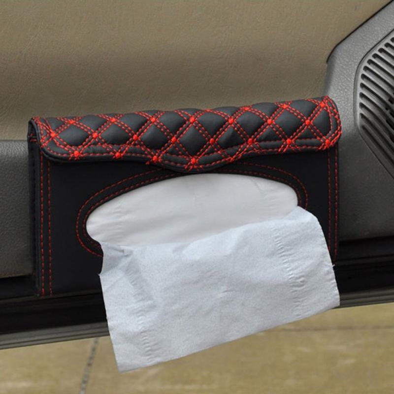 Auto Bausatz Gewebe Kasten Universal- PU Auto Sonnenblende Hängende Kunst Stickerei aufbringen Gewebe Abdeckung in Auto Styling