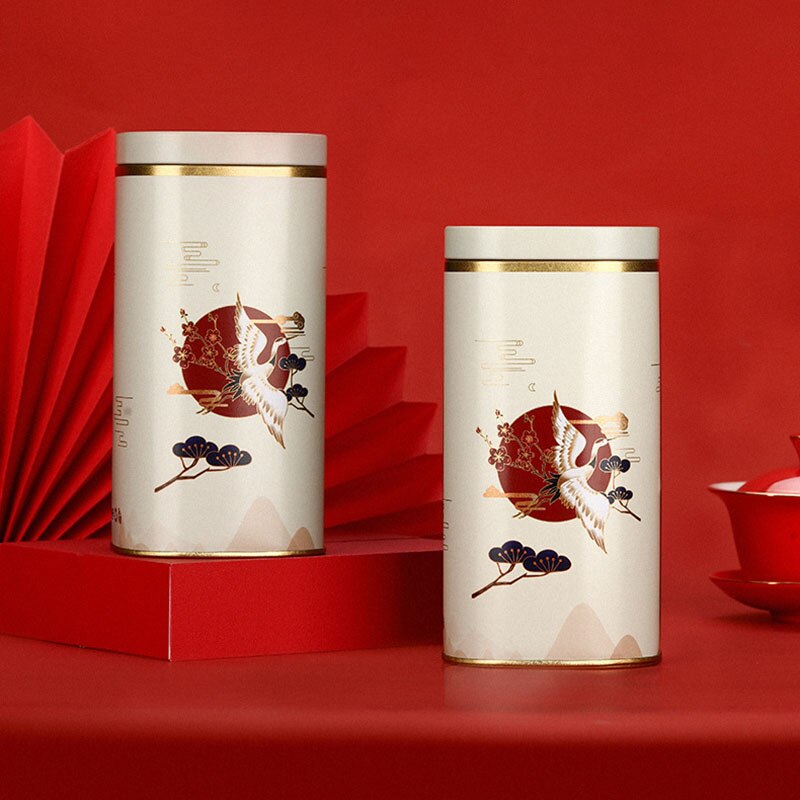 Tea Airtight Container Chinese Style Exquisite Tinplate Storage Tank Tea Packaging White Tea Longjing Black Tea Sealed Tin Can