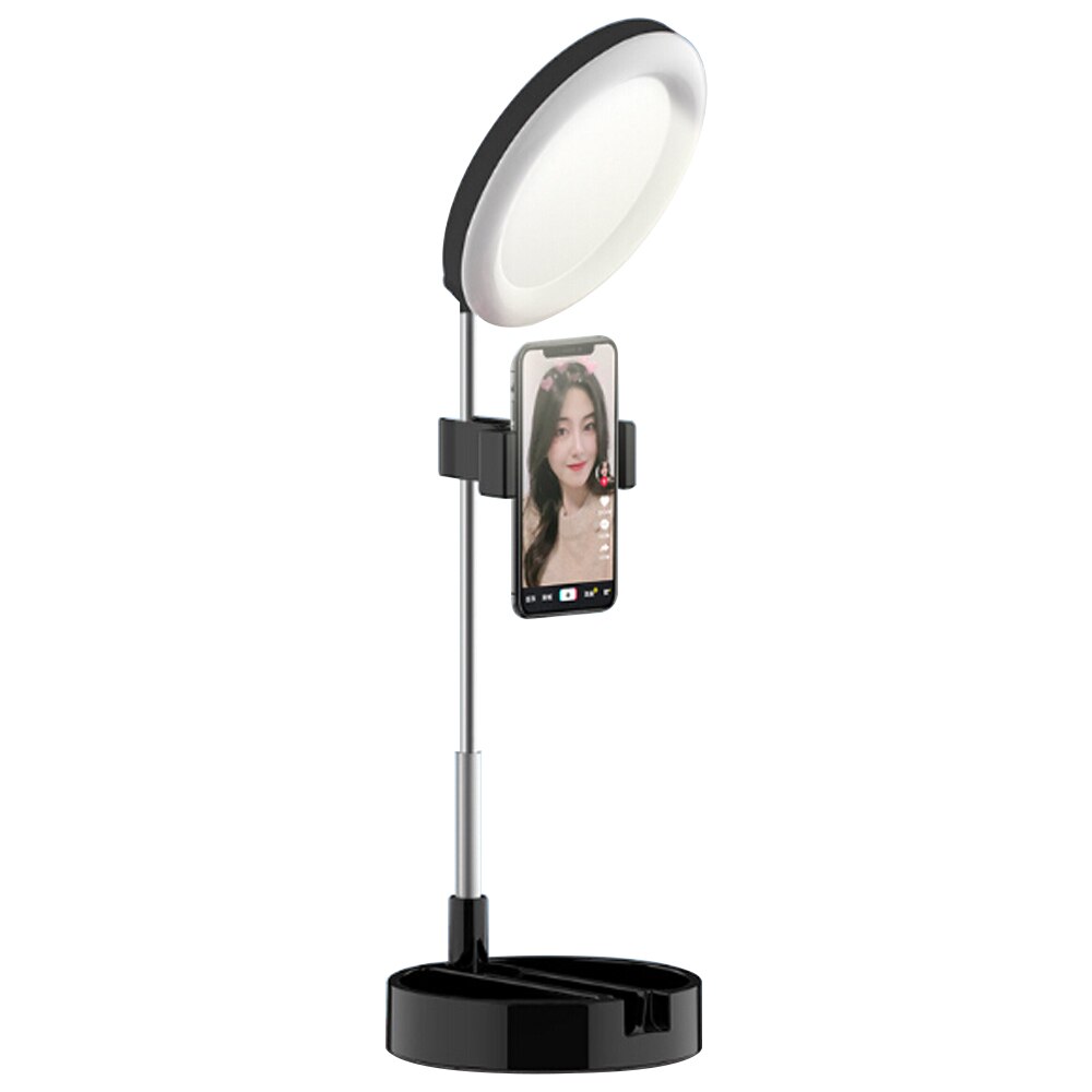 Led ring light phone stand selfie ringlight Selfie Mount phone ring holder Live Lighting Photography Makeup Video ring ligth: black