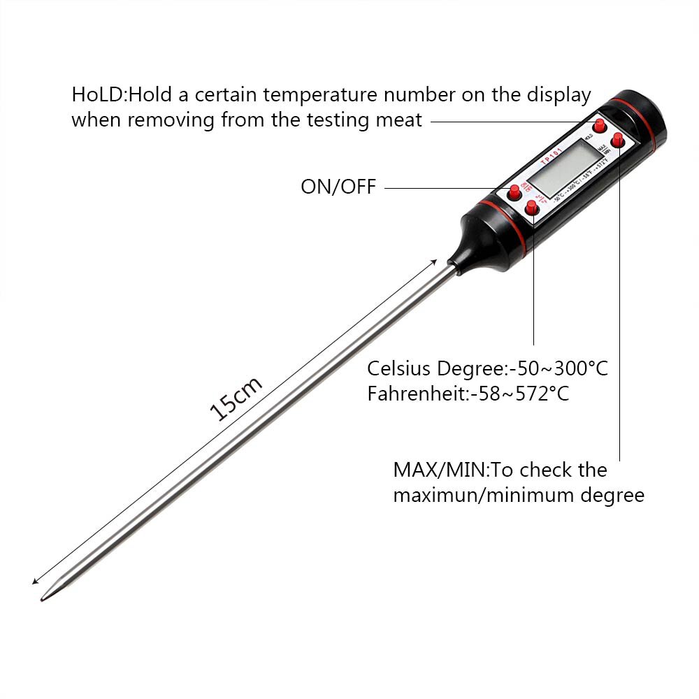 HILIFE Electronic Digital Thermometer Sensor Meat Food Probe Kitchen Cooking Temperature Instrument With Battery BBQ Accessories