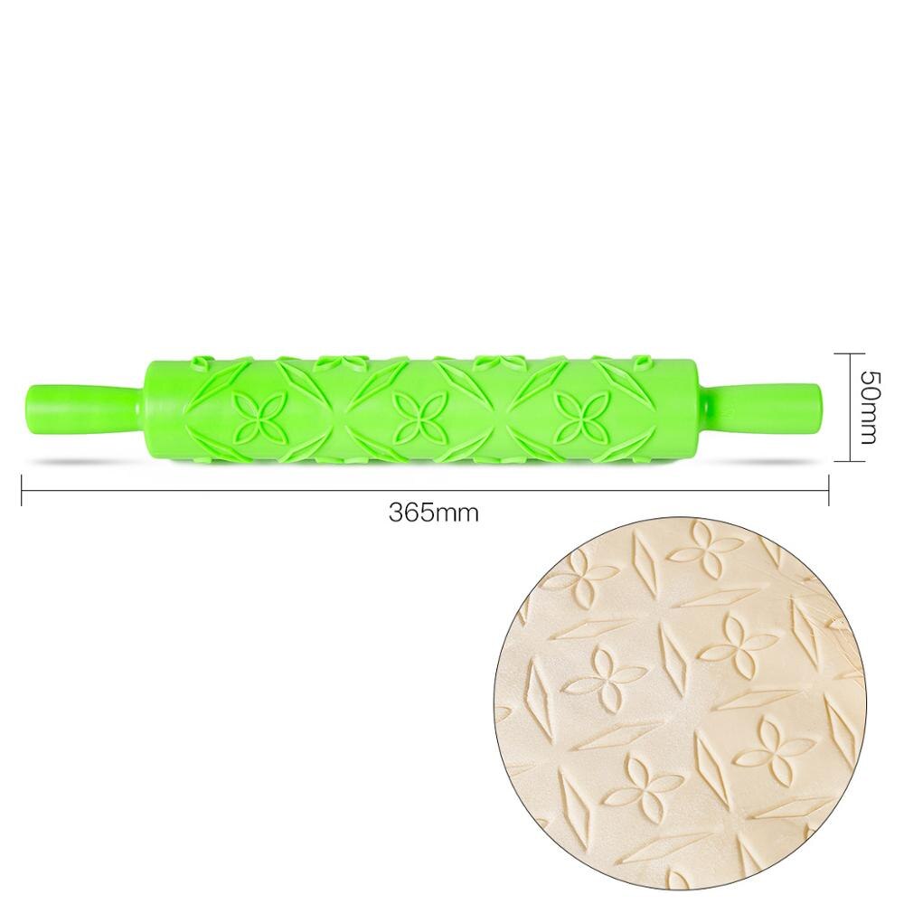 Pastic Non-stick Fondant Rolling Pin Embossing Cake Deeg Roller Decorating Cake Roller Ambachten DIY Bakken Keuken Gereedschap: 5