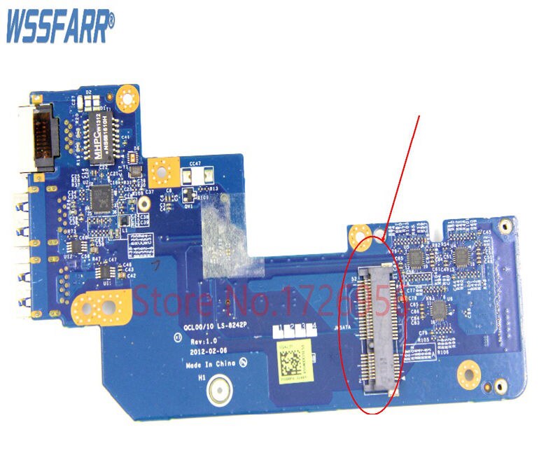 Original FOR Dell 17R 7520 USB Ethernet LAN Connector Board with mSATA port QCL00/10 LS-8242P 0N7JHH N7JHH