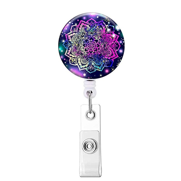 1 stykke top genoprettelig sygeplejerske badge holder blomster studerende id-kort navneskilt holder klip nøgleringe: 2
