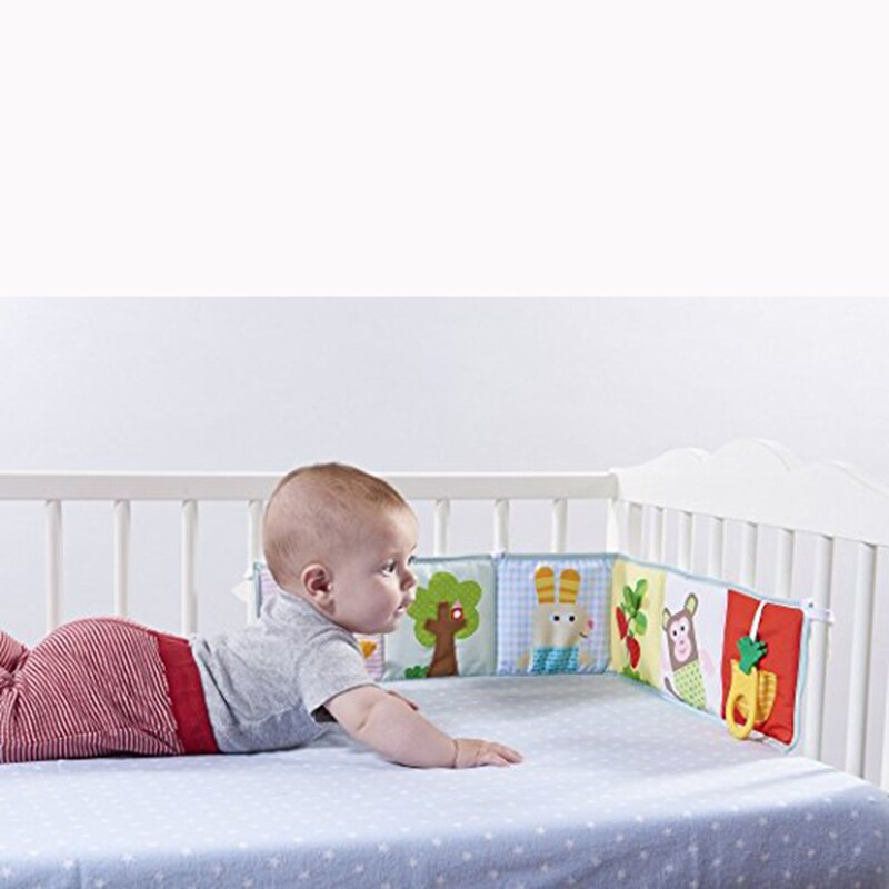 Baby legetøj krybbe kofanger newbron klud bog spædbarn rasler viden omkring multi-touch farverig sengekofanger baby legetøj 0-12 måneder