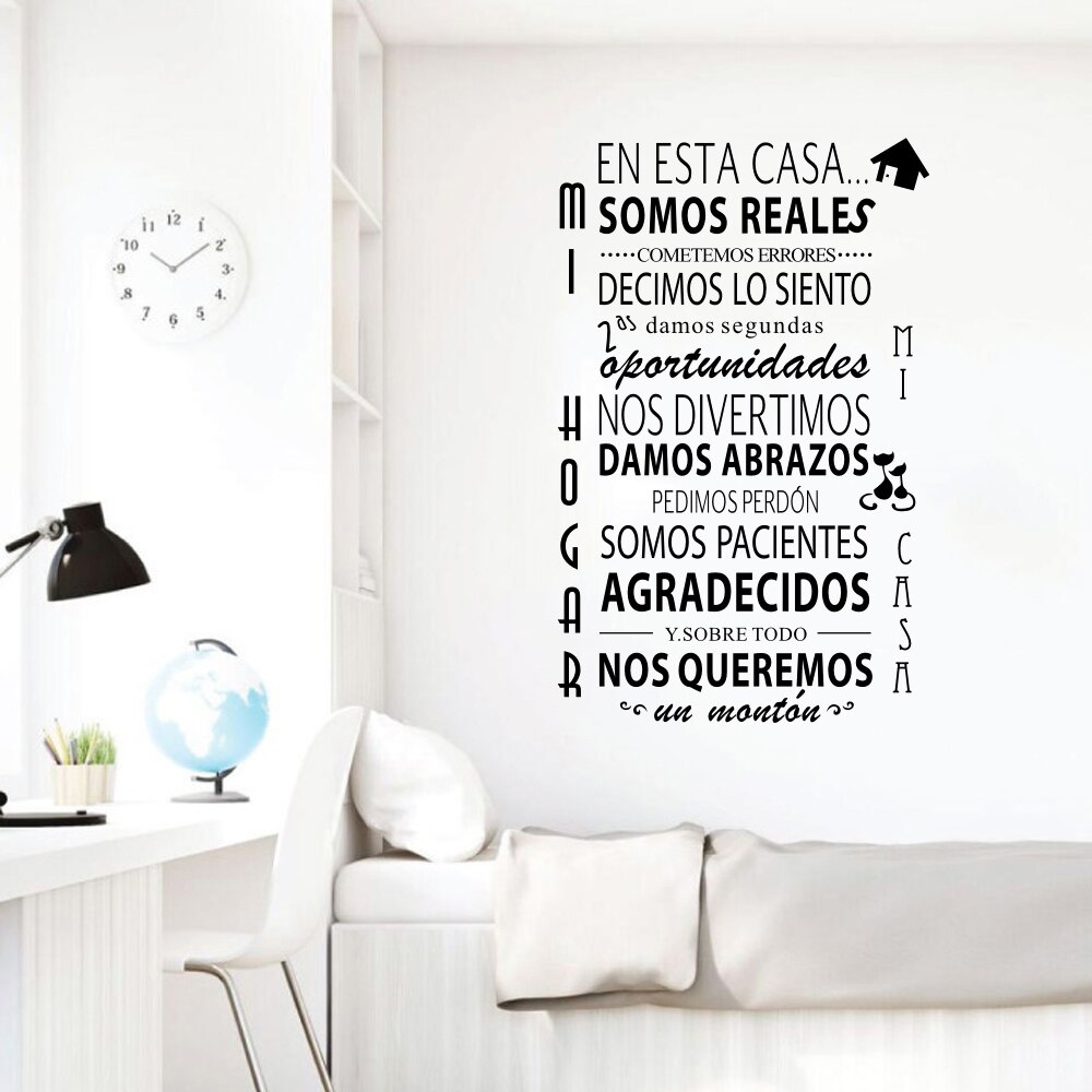 1 Spaanse Familie Citaat Muurstickers Home Decor Stiickers Zelfklevende Woonkamer Huisregels Voor Slaapkamer