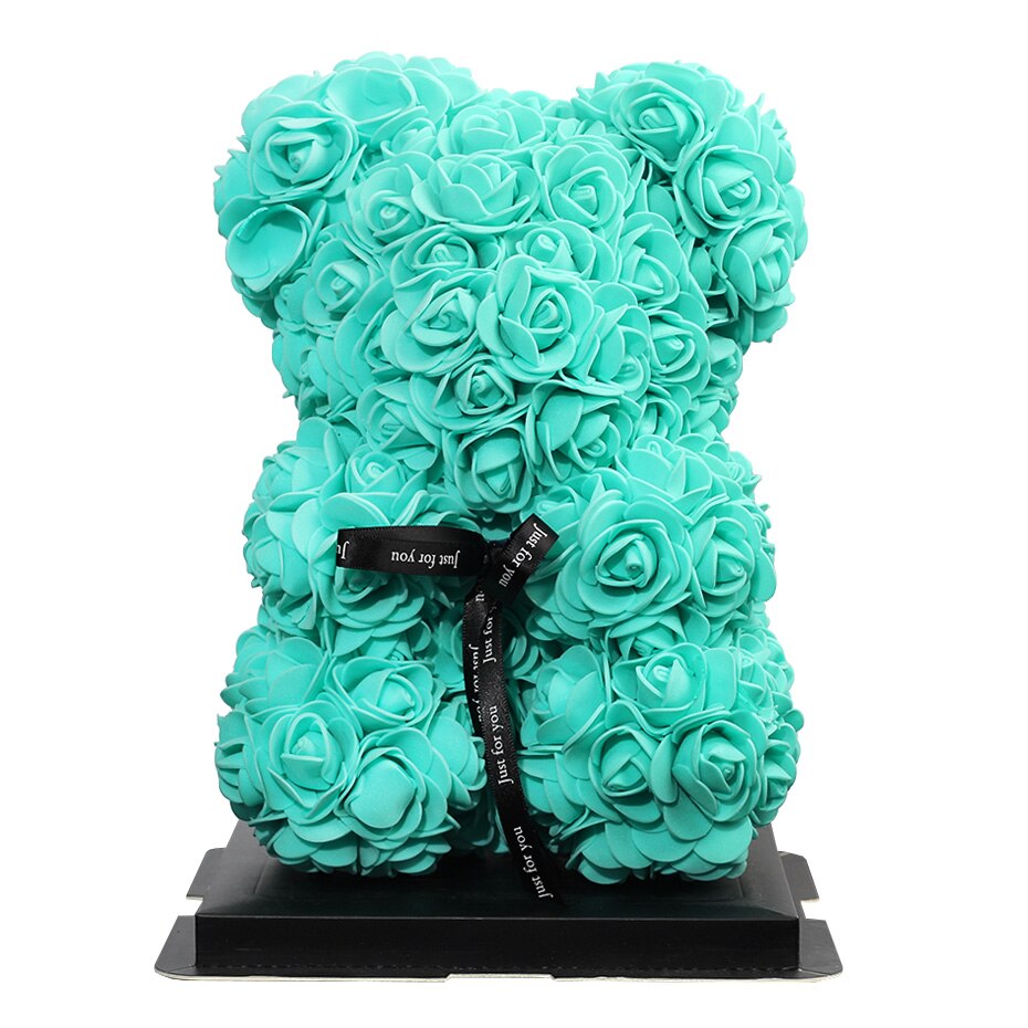 Christmas 25cm rose bjørn kunstig blomst rose bamse dekoration til kvinder valentins bryllup fødselsdag: 25cm grønne bjørne