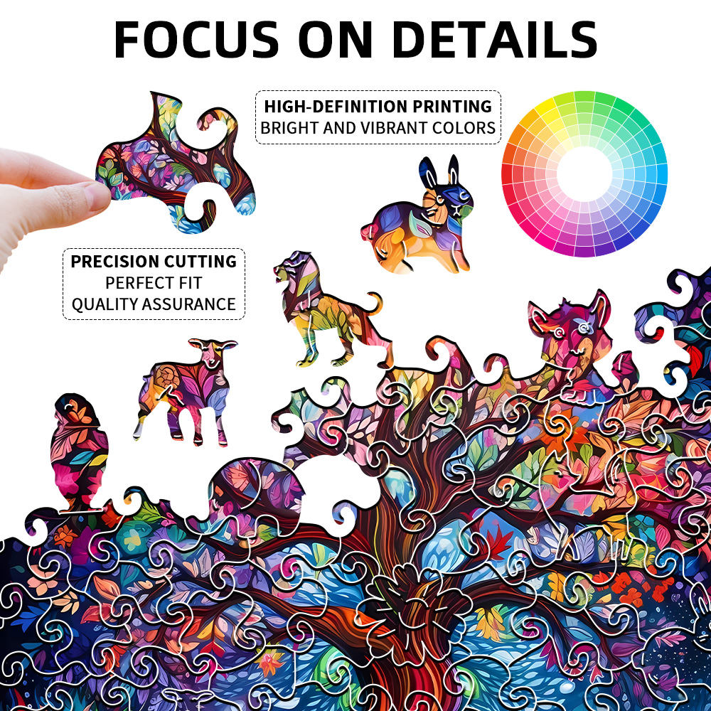 Adult Wooden Puzzle - Tree of Life - Unique Irregular Animal Shape Puzzle - for Teenagers and Adults