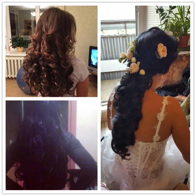 Feibin-extensiones de cabello con Clip para novia, pelo sintético ondulado resistente al calor de 22 pulgadas y 55 cm