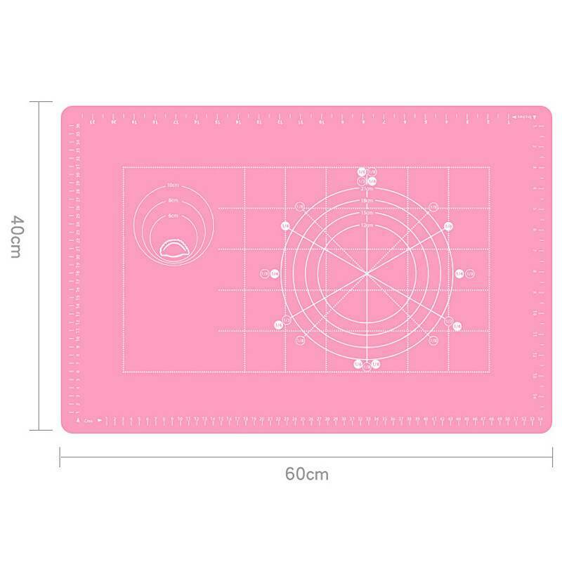 Large Silicone Rolling Mat Board Non-Stick Sheet Dough Fondant Bake Pastry Icing: Pink / 40-30cm