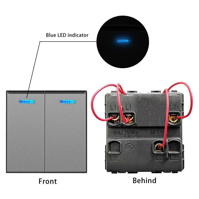 Novski wall mounted module DIY European standard gray crystal glass panel socket switch button function module combination: WHITE