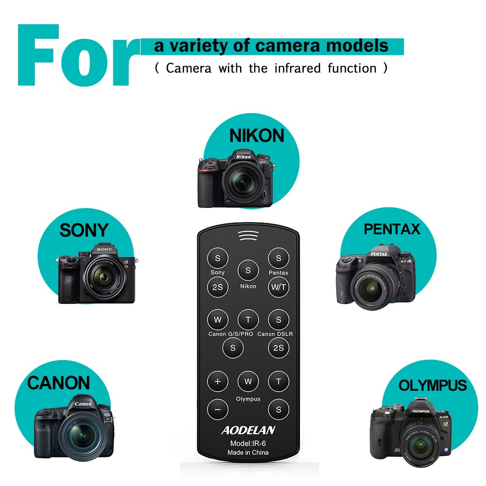 AODELAN-Control remoto para cámara, controlador inalámbrico Universal, disparador, para Canon 6D, 70D, T1i, Nikon, Sony, Pentax, Olympus