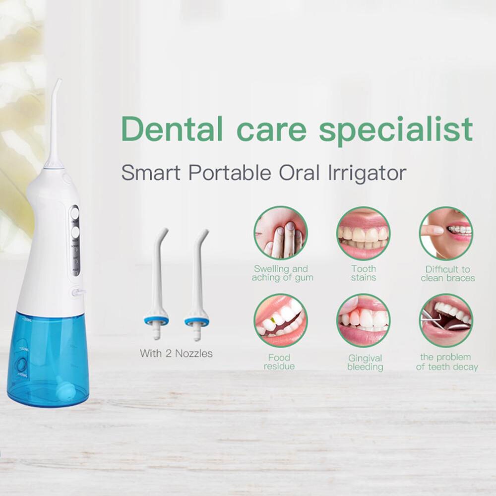 3 Modes Oral Irrigator Cordless Water Teeth Flosser USB Rechargeable 3 Nozzles Water Jet Floss Tooth Pick