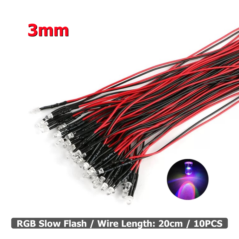 10 Uds. Luz LED de 3mm y 5mm 3V-12V rojo verde azul blanco lámpara piloto Multicolor para coche trepador de control remoto Traxxas TRX4 piezas de juguete axial