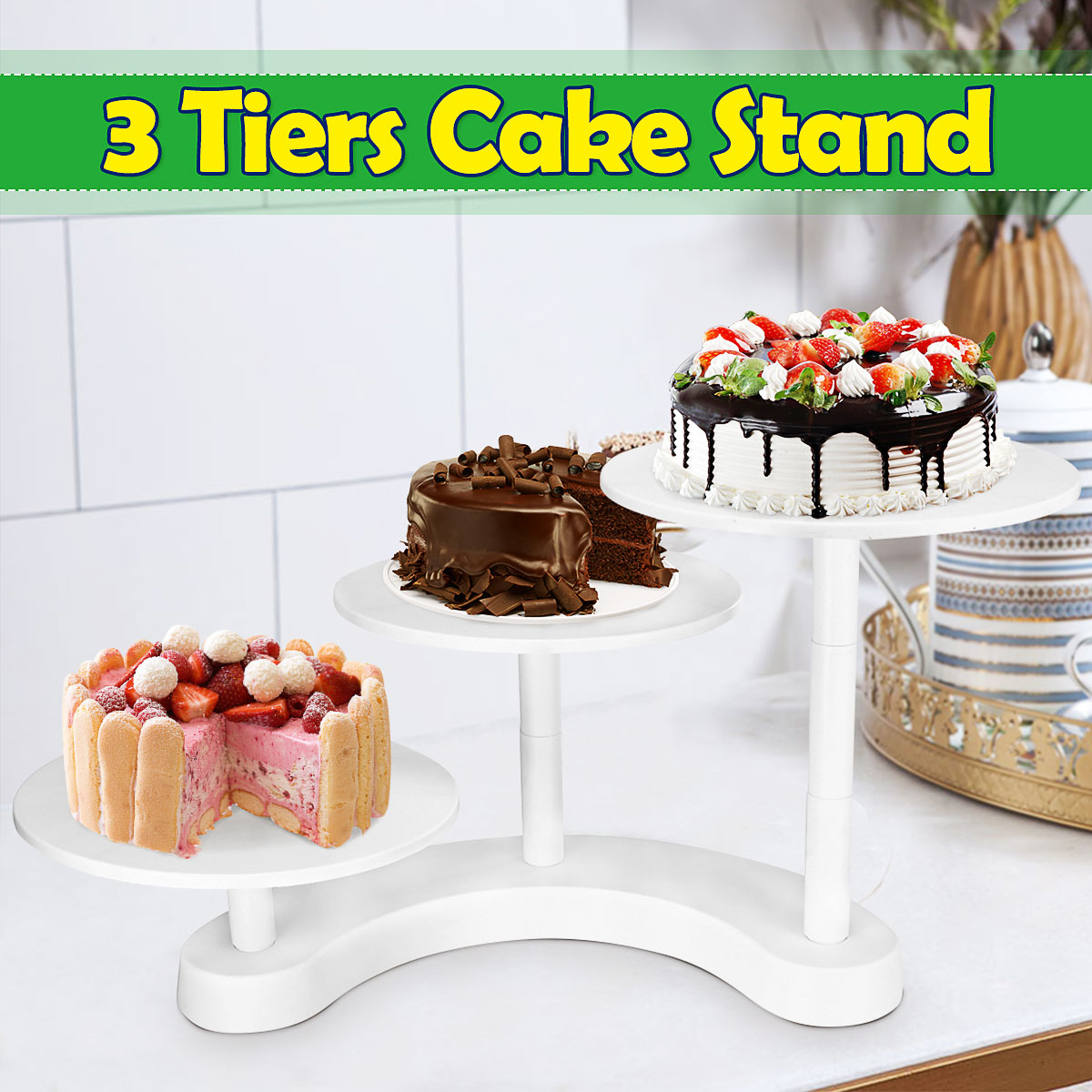 Soportes de pastel de 3 niveles, soporte de plástico para Cupcake, exhibición de postre, boda, de cumpleaños, soporte de pastel de Fondant, utensilios de decoración, suministros blancos