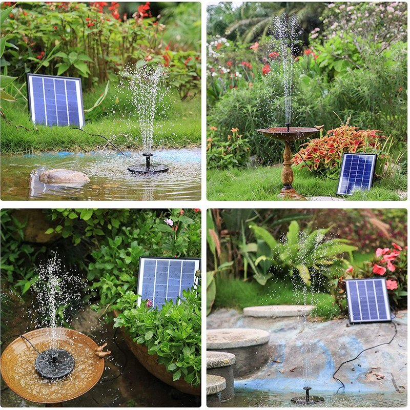 Solar Fountain Garden Pool Pond Solar Panel Floating Fountain Decoration Water Fountain Solar Panel with 6 Nozzles
