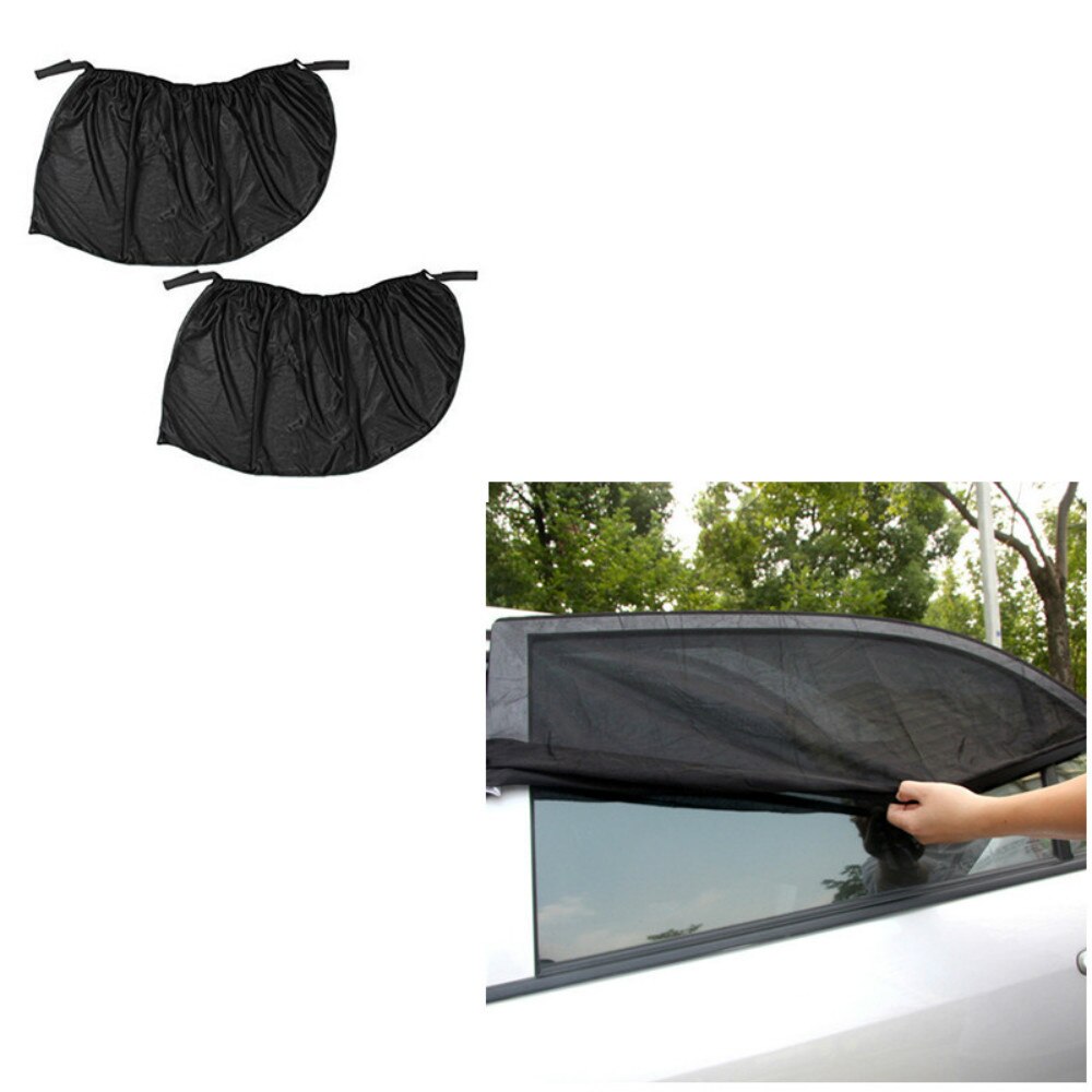2 uds 110*50CM Ventana de privacidad de sombra de Sol Negro cubierta de malla UV Protector para la mayoría de Auto lateral del coche parasol de ventanilla trasera