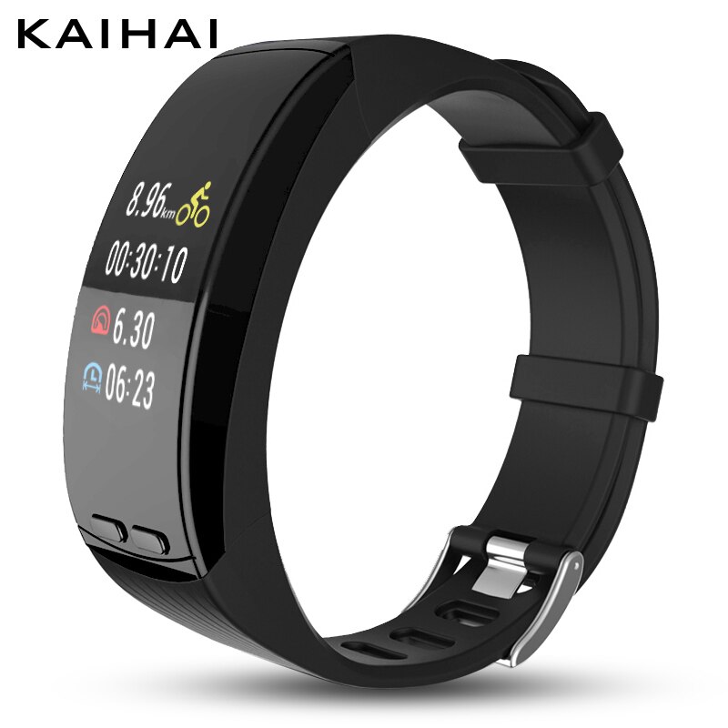 KAIHAI smart watch fitness tracker wristband bracelet gps Positioning without phone Pedometer Heart rate Monitor Pace speed: Black