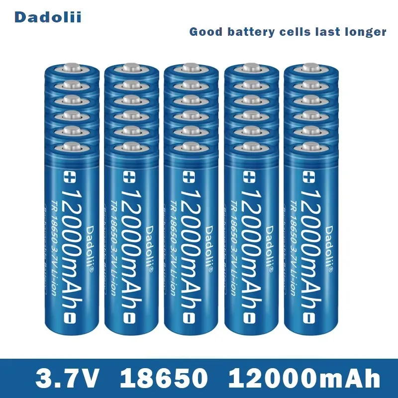 Lithium ion rechargeable battery for flashlight, 18650 V rechargeable battery, 3.718650 mAh capacity, 12000: Clear