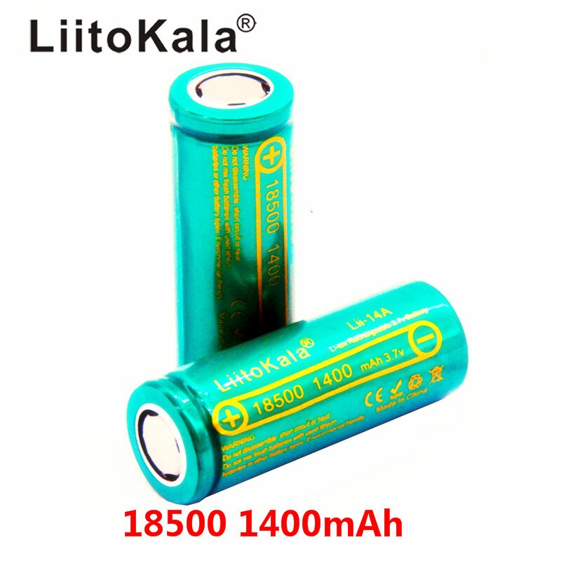 LiitoKala Lii-14A 18500 1400mAh 3.7V 18500 Batterij Oplaadbare Batterij Recarregavel Lithium Li-Ion Batteies Voor LED Flas: 2pcs