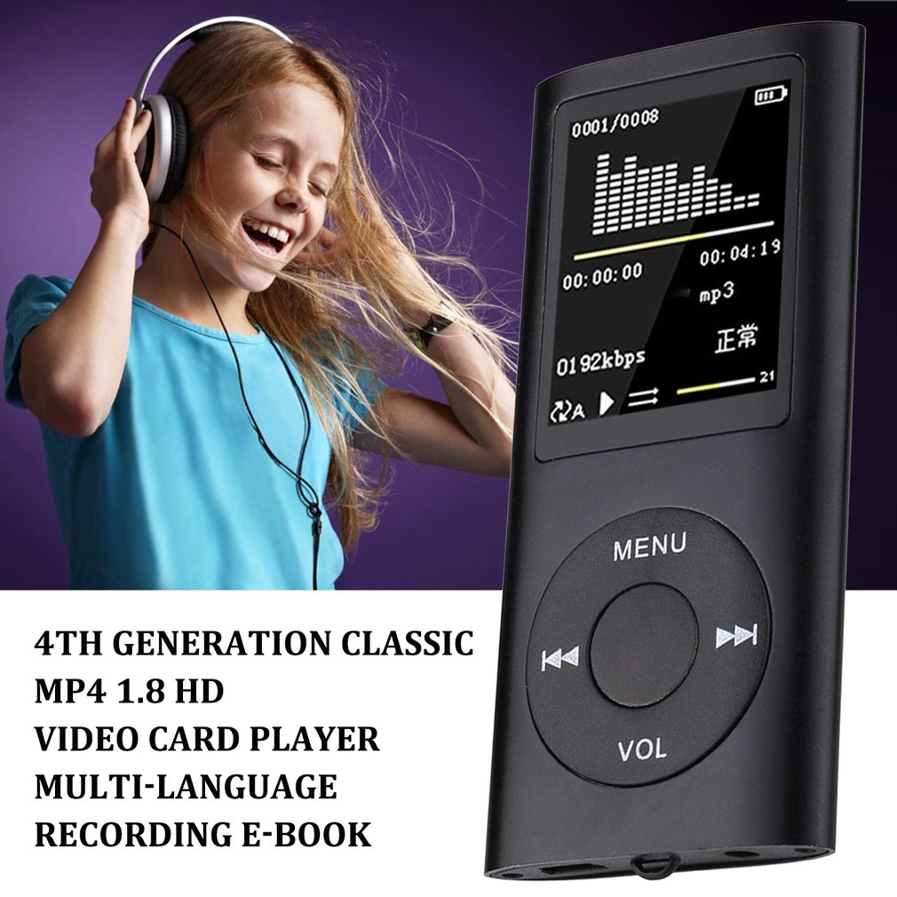1.8 Inch MP4 player Music Player with FM Radio Video Player E-book built-in Memory Player MP4